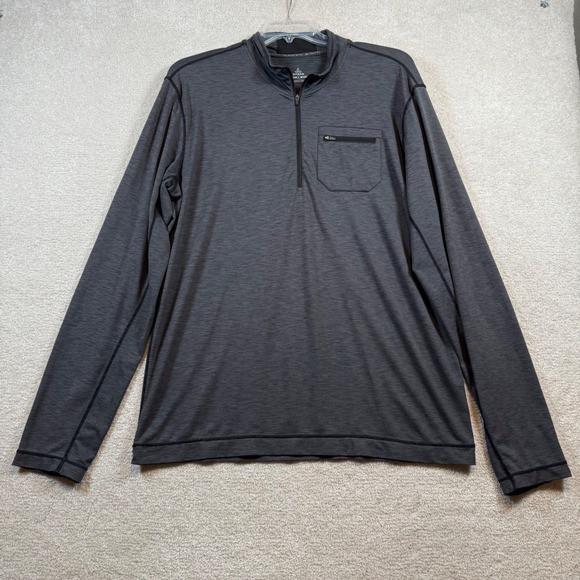 PrAna Men's Dark Gray Heathered 1/4 Zip Long Sleeve Pullover Shirt XL Breathe - Picture 2 of 7